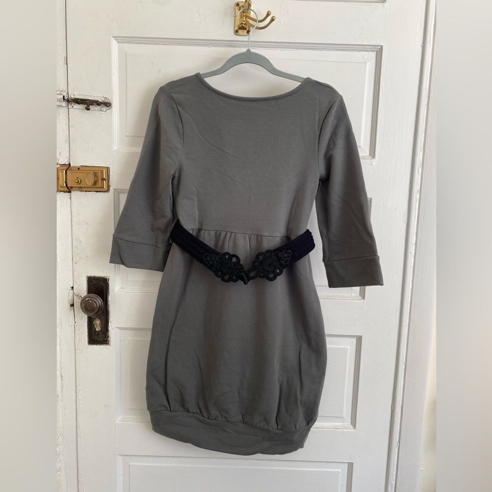 Vfish Gray Dress with Black Lace Belt Size Medium